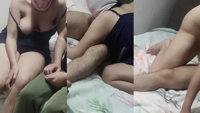 مصرية ببزاز كبيرة بتتناك وتركب زب اخو جوزها على السرير