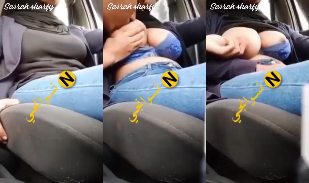 قحبة سعودية تتصور في السيارة ويتلعب في بزازها