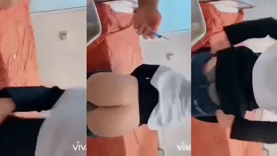 جزائرية تتصور عند الطبيب وهي بتبين ترمتها الكبيرة