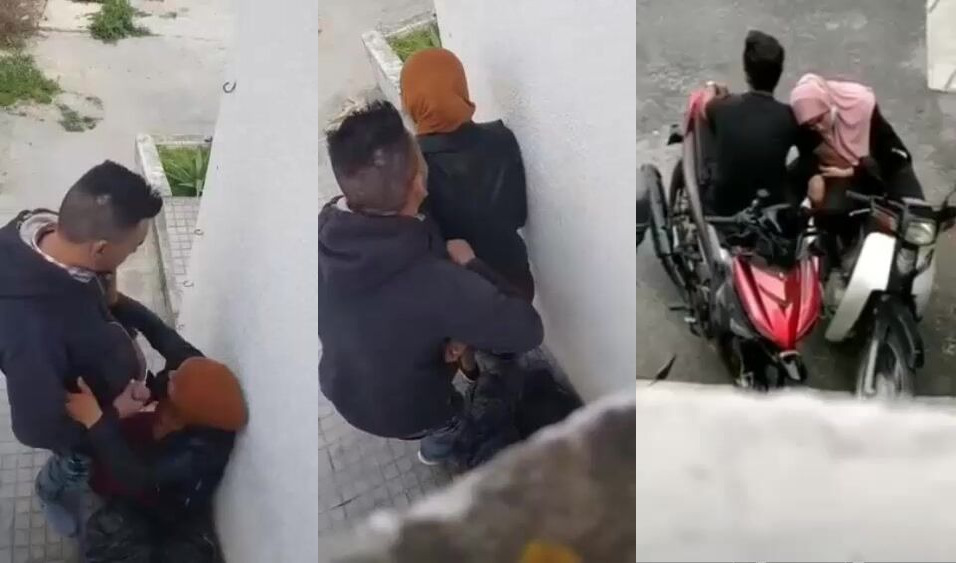 مصرية محجبة بتتفضح وحبيبها بينيكها خلفي في الشارع